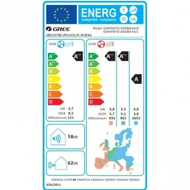 Šilumos siurblys oras-oras GREE Amber Nordic 2.7/3.5 KW 2