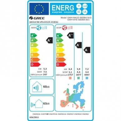 Šilumos siurblys oras-oras GREE Amber Nordic 5.3/6.2 KW 2