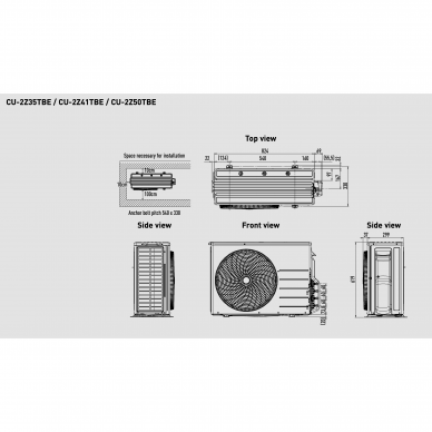 Panasonic Multi-split sistemos išorinė dalis CU-2Z50TBE 3,2-7,7 KW 1:2 1